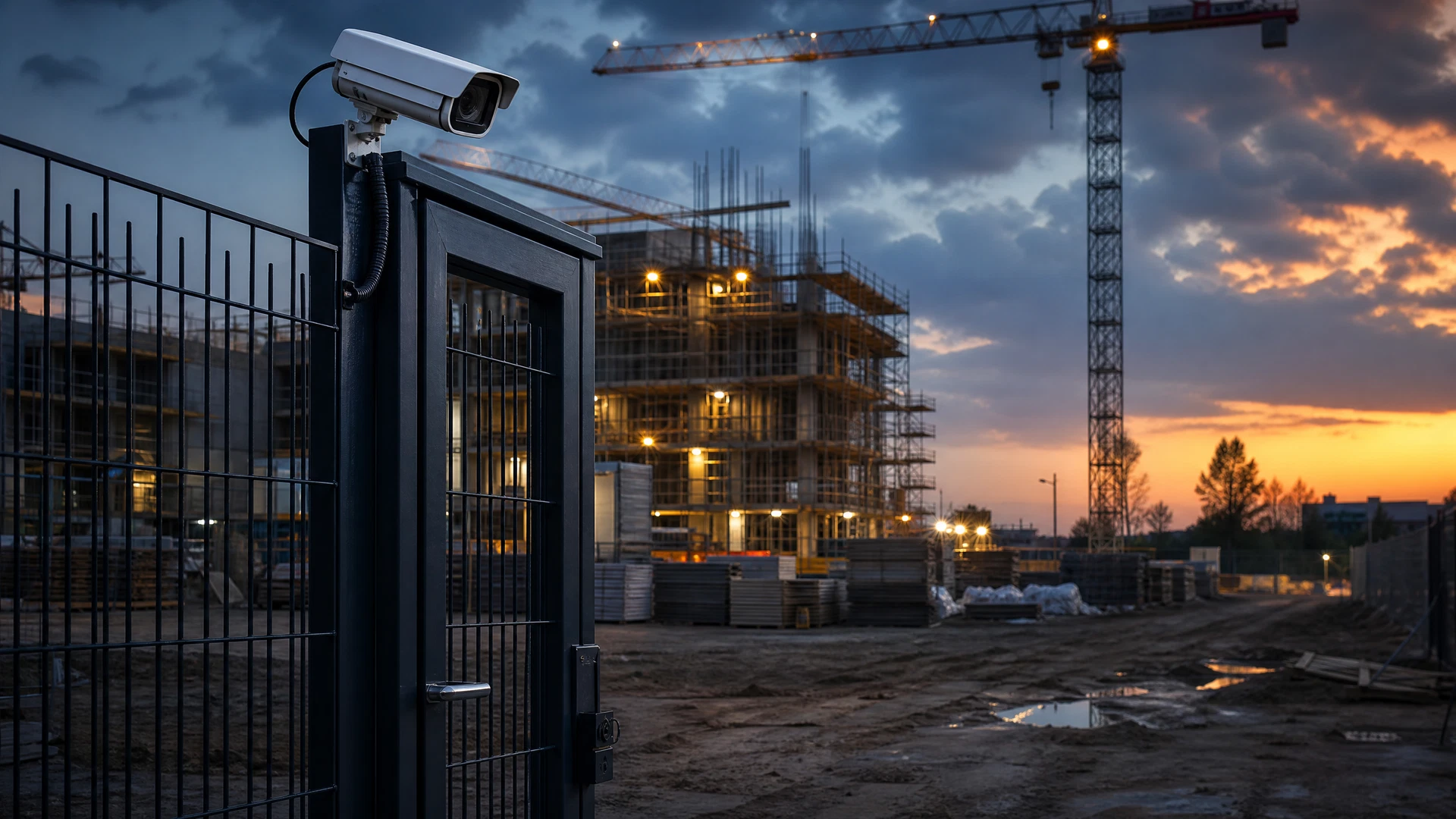 Périmètre de chantier sécurisé avec caméra